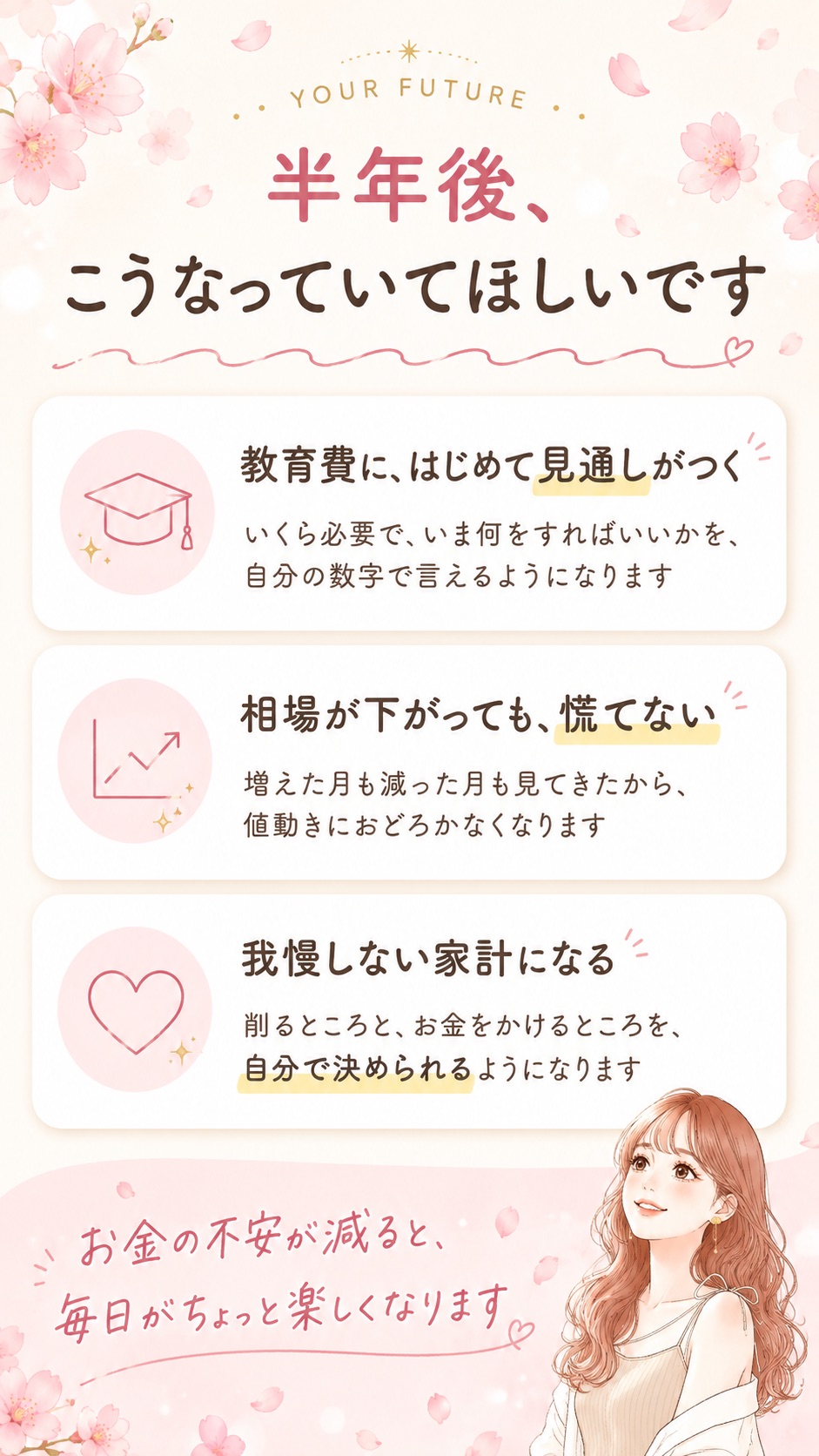 半年後、こうなっていてほしいです