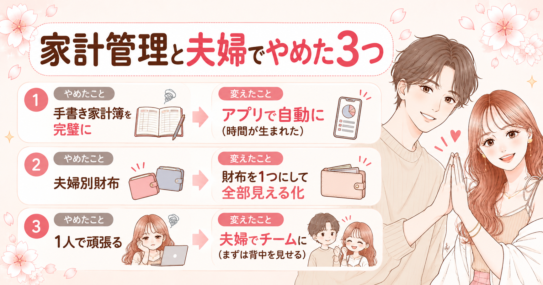 家計管理と夫婦でやめた3つの図解